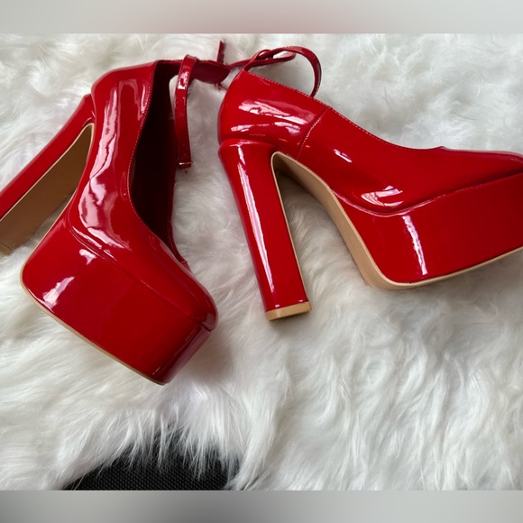 Mary Jane Red shoes platform shoes - Picture 3 of 8